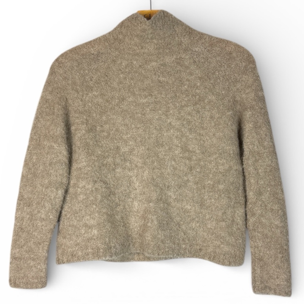 Poetry Alpaca Funnel-Neck Cozy Grey Sweater